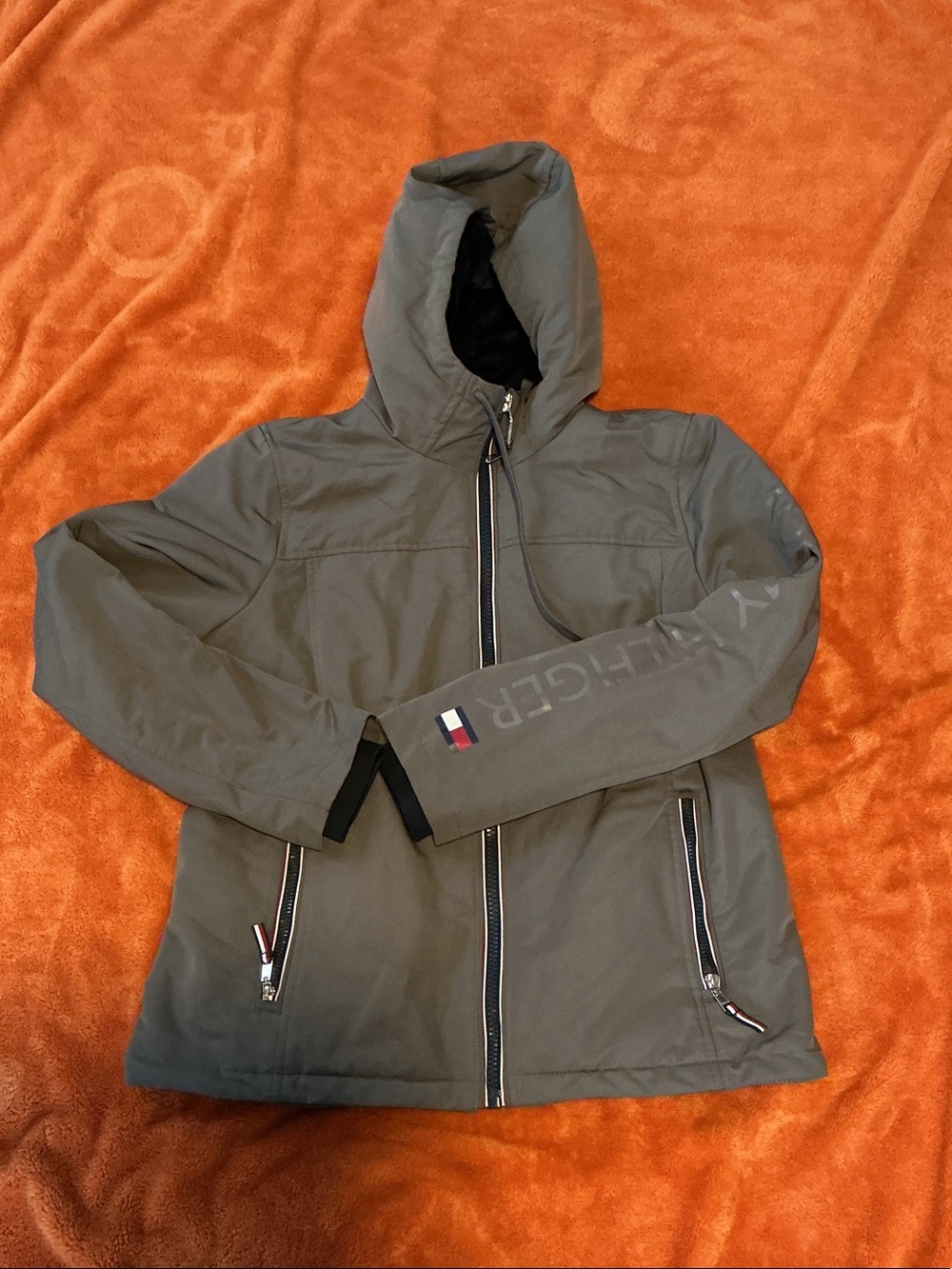 Tommy Hilfiger Men's Hooded Shell Jacket in Gray
